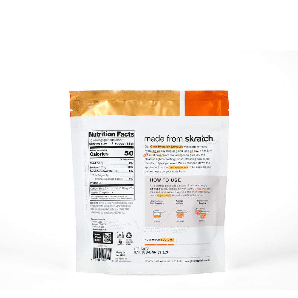 Clear Hydration Drink Mix, Hint of Orange, 240g