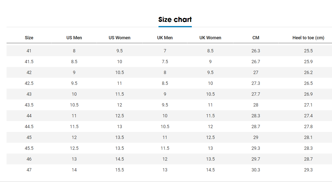 Bontrager size online chart shoes